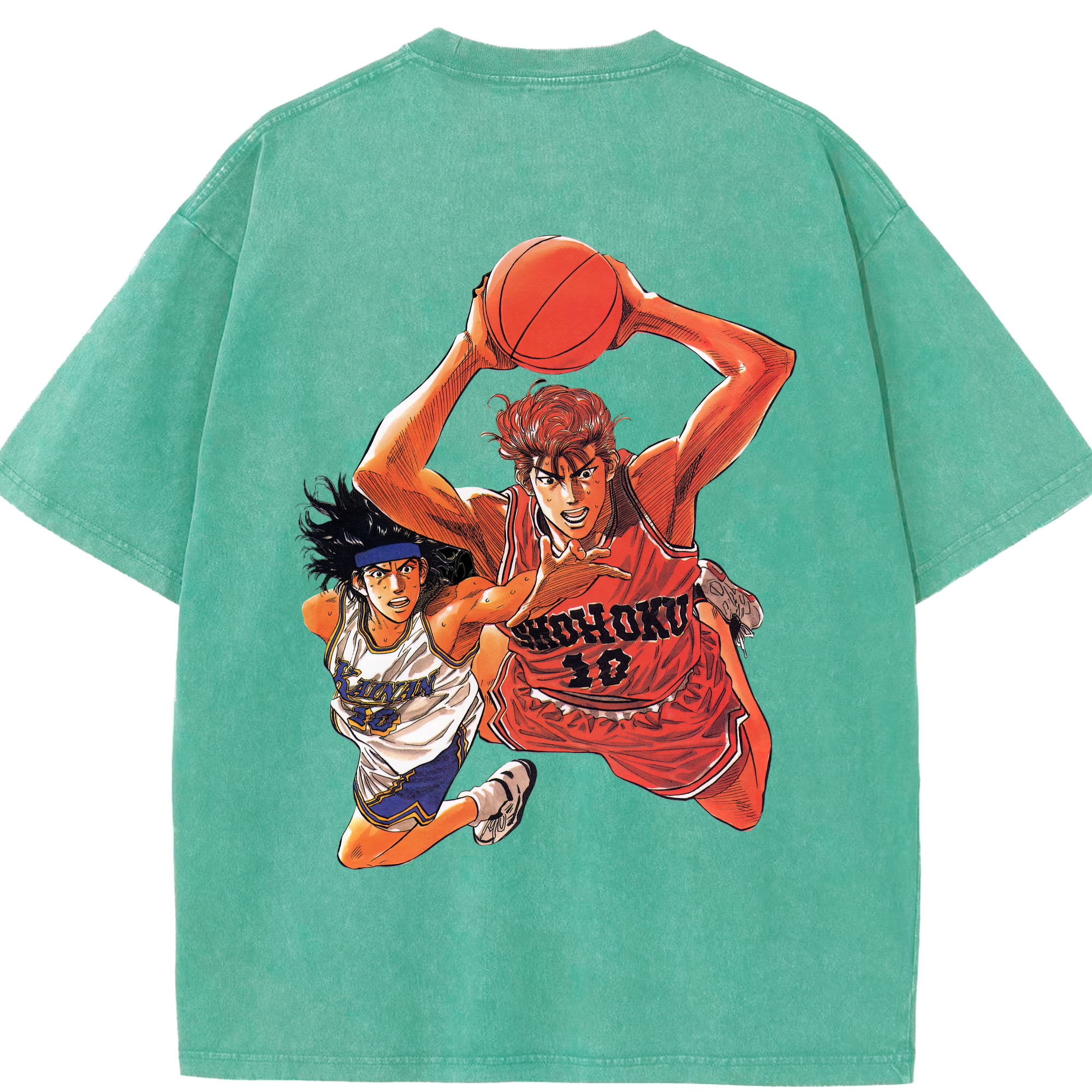 SLAM DUNK／スラムダンク 綿100% ヴィンテージ風 半袖Tシャツ（背面プリント）